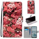 For Nokia 6.3 / G20 / G10 Coloured Drawing Cross Texture Horizontal Flip PU Leather Case with Holder & Card Slots & Wallet & Lanyard(Pink Rose Garden) - 1