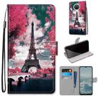 For Nokia 6.3 / G20 / G10 Coloured Drawing Cross Texture Horizontal Flip PU Leather Case with Holder & Card Slots & Wallet & Lanyard(Pink Flower Tower Bridge) - 1