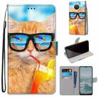 For Nokia 6.3 / G20 / G10 Coloured Drawing Cross Texture Horizontal Flip PU Leather Case with Holder & Card Slots & Wallet & Lanyard(Cat Drinking Soda) - 1