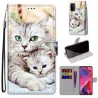 For OPPO A93 5G / A93s 5G / A54 5G / A74 5G Coloured Drawing Cross Texture Horizontal Flip PU Leather Case with Holder & Card Slots & Wallet & Lanyard(Big Cat Holding Kitten) - 1