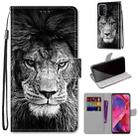 For OPPO A93 5G / A93s 5G / A54 5G / A74 5G Coloured Drawing Cross Texture Horizontal Flip PU Leather Case with Holder & Card Slots & Wallet & Lanyard(Black White Lion Head) - 1