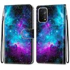 For OPPO A93 5G / A93s 5G / A54 5G / A74 5G Coloured Drawing Cross Texture Horizontal Flip PU Leather Case with Holder & Card Slots & Wallet & Lanyard(Purple Green Starry Sky) - 2