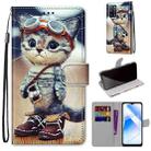 For OPPO A54 4G / A16 4G / A53s 5G / A55 5G Coloured Drawing Cross Texture Horizontal Flip PU Leather Case with Holder & Card Slots & Wallet & Lanyard(Leather Shoes Cat) - 1
