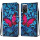 For OPPO A54 4G / A16 4G / A53s 5G / A55 5G Coloured Drawing Cross Texture Horizontal Flip PU Leather Case with Holder & Card Slots & Wallet & Lanyard(Blue Red Butterfly) - 2