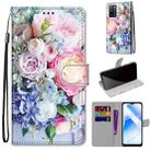 For OPPO A54 4G / A16 4G / A53s 5G / A55 5G Coloured Drawing Cross Texture Horizontal Flip PU Leather Case with Holder & Card Slots & Wallet & Lanyard(Light Pink Bouquet) - 1