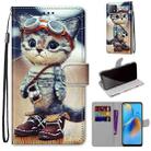 For OPPO A72 5G / A73 5G / A53 5G Coloured Drawing Cross Texture Horizontal Flip PU Leather Case with Holder & Card Slots & Wallet & Lanyard(Leather Shoes Cat) - 1