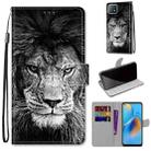 For OPPO A72 5G / A73 5G / A53 5G Coloured Drawing Cross Texture Horizontal Flip PU Leather Case with Holder & Card Slots & Wallet & Lanyard(Black White Lion Head) - 1