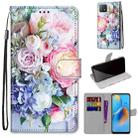 For OPPO A72 5G / A73 5G / A53 5G Coloured Drawing Cross Texture Horizontal Flip PU Leather Case with Holder & Card Slots & Wallet & Lanyard(Light Pink Bouquet) - 1