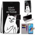 For OPPO A72 5G / A73 5G / A53 5G Coloured Drawing Cross Texture Horizontal Flip PU Leather Case with Holder & Card Slots & Wallet & Lanyard(Middle Finger White Cat) - 1