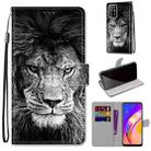 For OPPO A94 5G / A95 5G / F19 Pro+ 5G Coloured Drawing Cross Texture Horizontal Flip PU Leather Case with Holder & Card Slots & Wallet & Lanyard(Black White Lion Head) - 1