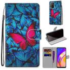 For OPPO A94 5G / A95 5G / F19 Pro+ 5G Coloured Drawing Cross Texture Horizontal Flip PU Leather Case with Holder & Card Slots & Wallet & Lanyard(Blue Red Butterfly) - 1