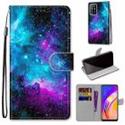 For OPPO A94 5G / A95 5G / F19 Pro+ 5G Coloured Drawing Cross Texture Horizontal Flip PU Leather Case with Holder & Card Slots & Wallet & Lanyard(Purple Green Starry Sky) - 1