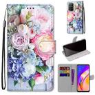 For OPPO A94 5G / A95 5G / F19 Pro+ 5G Coloured Drawing Cross Texture Horizontal Flip PU Leather Case with Holder & Card Slots & Wallet & Lanyard(Light Pink Bouquet) - 1