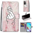 For Xiaomi Redmi 10 Coloured Drawing Cross Texture Horizontal Flip PU Leather Case with Holder & Card Slots & Wallet & Lanyard(Pink Hands Heart) - 1