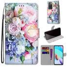 For Xiaomi Redmi 10 Coloured Drawing Cross Texture Horizontal Flip PU Leather Case with Holder & Card Slots & Wallet & Lanyard(Light Pink Bouquet) - 1