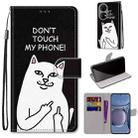 For Huawei P50 Coloured Drawing Cross Texture Horizontal Flip PU Leather Case with Holder & Card Slots & Wallet & Lanyard(Middle Finger White Cat) - 1