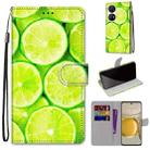 For Huawei P50 Pro Coloured Drawing Cross Texture Horizontal Flip PU Leather Case with Holder & Card Slots & Wallet & Lanyard(Green Lemon) - 1