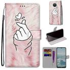 For Nokia G20 / G10 / 6.3 Coloured Drawing Cross Texture Horizontal Flip PU Leather Case with Holder & Card Slots & Wallet & Lanyard(Pink Hands Heart) - 1