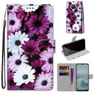 For Nokia G20 / G10 / 6.3 Coloured Drawing Cross Texture Horizontal Flip PU Leather Case with Holder & Card Slots & Wallet & Lanyard(Chrysanthemum Pink White Purple) - 1