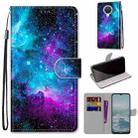 For Nokia G20 / G10 / 6.3 Coloured Drawing Cross Texture Horizontal Flip PU Leather Case with Holder & Card Slots & Wallet & Lanyard(Purple Green Starry Sky) - 1