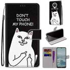 For Nokia G20 / G10 / 6.3 Coloured Drawing Cross Texture Horizontal Flip PU Leather Case with Holder & Card Slots & Wallet & Lanyard(Middle Finger White Cat) - 1