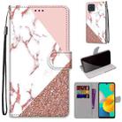 For Samsung Galaxy M32 4G / F22 Coloured Drawing Cross Texture Horizontal Flip PU Leather Case with Holder & Card Slots & Wallet & Lanyard(Pink Stone Texture) - 1
