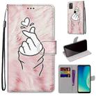 For ZTE Blade A7s 2020 Coloured Drawing Cross Texture Horizontal Flip PU Leather Case with Holder & Card Slots & Wallet & Lanyard(Pink Hands Heart) - 1