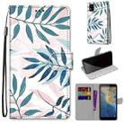 For ZTE Blade A31 Coloured Drawing Cross Texture Horizontal Flip PU Leather Case with Holder & Card Slots & Wallet & Lanyard(Pink Green Leaf) - 1