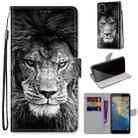 For ZTE Blade A31 Coloured Drawing Cross Texture Horizontal Flip PU Leather Case with Holder & Card Slots & Wallet & Lanyard(Black White Lion Head) - 1