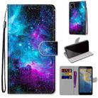 For ZTE Blade A31 Coloured Drawing Cross Texture Horizontal Flip PU Leather Case with Holder & Card Slots & Wallet & Lanyard(Purple Green Starry Sky) - 1