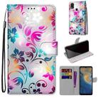 For ZTE Blade A51 Coloured Drawing Cross Texture Horizontal Flip PU Leather Case with Holder & Card Slots & Wallet & Lanyard(Gradient Colorful Flower) - 1