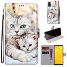 For ZTE Blade A71 Coloured Drawing Cross Texture Horizontal Flip PU Leather Case with Holder & Card Slots & Wallet & Lanyard(Big Cat Holding Kitten) - 1