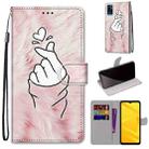 For ZTE Blade A71 Coloured Drawing Cross Texture Horizontal Flip PU Leather Case with Holder & Card Slots & Wallet & Lanyard(Pink Hands Heart) - 1