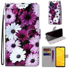 For ZTE Blade A71 Coloured Drawing Cross Texture Horizontal Flip PU Leather Case with Holder & Card Slots & Wallet & Lanyard(Chrysanthemum Pink White Purple) - 1