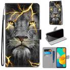 For Samsung Galaxy F22 Coloured Drawing Cross Texture Horizontal Flip PU Leather Case with Holder & Card Slots & Wallet & Lanyard(Fission Lion) - 1