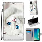 For ZTE Blade A7s 2020 Coloured Drawing Cross Texture Horizontal Flip PU Leather Case with Holder & Card Slots & Wallet & Lanyard(White Kitten) - 1