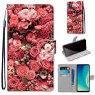 For ZTE Blade A7s 2020 Coloured Drawing Cross Texture Horizontal Flip PU Leather Case with Holder & Card Slots & Wallet & Lanyard(Pink Rose Garden) - 1