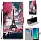 For ZTE Blade A7s 2020 Coloured Drawing Cross Texture Horizontal Flip PU Leather Case with Holder & Card Slots & Wallet & Lanyard(Pink Flower Tower Bridge) - 1