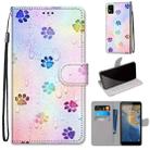 For ZTE Blade A31 Coloured Drawing Cross Texture Horizontal Flip PU Leather Case with Holder & Card Slots & Wallet & Lanyard(Footprint Water Drops) - 1