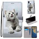 For ZTE Blade A51 Coloured Drawing Cross Texture Horizontal Flip PU Leather Case with Holder & Card Slots & Wallet & Lanyard(Small Gray Cat) - 1