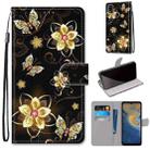 For ZTE Blade A51 Coloured Drawing Cross Texture Horizontal Flip PU Leather Case with Holder & Card Slots & Wallet & Lanyard(Gold Diamond Butterfly) - 1