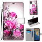 For ZTE Blade A51 Coloured Drawing Cross Texture Horizontal Flip PU Leather Case with Holder & Card Slots & Wallet & Lanyard(Wild Rose) - 1