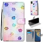 For ZTE Blade A51 Coloured Drawing Cross Texture Horizontal Flip PU Leather Case with Holder & Card Slots & Wallet & Lanyard(Footprint Water Drops) - 1