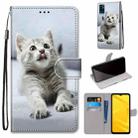 For ZTE Blade A71 Coloured Drawing Cross Texture Horizontal Flip PU Leather Case with Holder & Card Slots & Wallet & Lanyard(Small Gray Cat) - 1