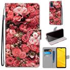 For ZTE Blade A71 Coloured Drawing Cross Texture Horizontal Flip PU Leather Case with Holder & Card Slots & Wallet & Lanyard(Pink Rose Garden) - 1