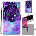 For OPPO A54 5G / A74 5G / A93 5G / A93s 5G Coloured Drawing Cross Texture Horizontal Flip PU Leather Case with Holder & Card Slots & Wallet & Lanyard(Tiger Drinking Water) - 1