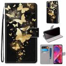 For OPPO A54 5G / A74 5G / A93 5G / A93s 5G Coloured Drawing Cross Texture Horizontal Flip PU Leather Case with Holder & Card Slots & Wallet & Lanyard(Golden Butterfly Group) - 1