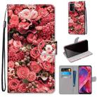 For OPPO A54 5G / A74 5G / A93 5G / A93s 5G Coloured Drawing Cross Texture Horizontal Flip PU Leather Case with Holder & Card Slots & Wallet & Lanyard(Pink Rose Garden) - 1