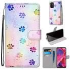 For OPPO A54 5G / A74 5G / A93 5G / A93s 5G Coloured Drawing Cross Texture Horizontal Flip PU Leather Case with Holder & Card Slots & Wallet & Lanyard(Footprint Water Drops) - 1