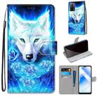 For OPPO A55 5G / A54 4G / A53s 5G / A16 4G Coloured Drawing Cross Texture Horizontal Flip PU Leather Case with Holder & Card Slots & Wallet & Lanyard(Rose Wolf) - 1